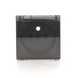 Cover for single socket outlet with earthing IP44 - transparent flap, anthracite, metalic