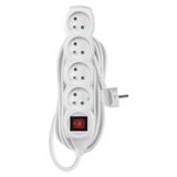 Extension Cord 5 m / 4 sockets / switch / white / PVC / 1 mm2