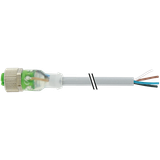 M12 female 0° A-cod. with cable 3LED PUR 4x0.34 gy UL/CSA+drag ch. 40m