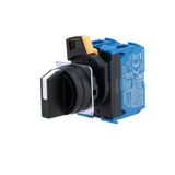 A2230425F Selector A22NS Ã˜22, 3 position, NON-Lighted, bezel PLASTIC, MANUAL, COLOR BLACK, 2NO A2230425F