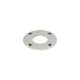 Plate with shaped hole, circular, ? 60 mm, grey, with inscription