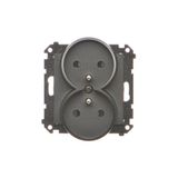 Double socket with earthing and shutters, module, 16A, quick connection, black matt