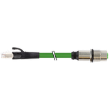 M12 fem. recept. X-cod. / RJ45 male 0° shielded PUR 4x2xAWG26 gn 6m
