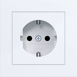 SCHUKO wall socket with cover, Safety Plus, plug-in class A.1 white gloss.