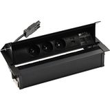 Mediaport Cover: 3x250V E type + USB A+C charger + 2xRJ45 plate, Wieland quick connector; black