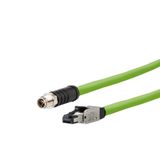 M12 Industrial Ethernet cable, X-coded, 10.0 m, M12 plug straight - RJ