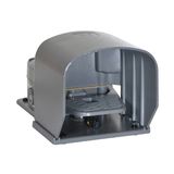 Foot switch, K series, one pedal, with pedal actuator block, metal body, close. Contacts 1NO+1NC snap action