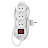 Extension Cord 7 m / 3 sockets / switch / white / PVC / 1 mm2