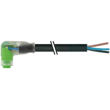 M8 fem. 90° A-cod. snap-in w.h cable LED PUR 3x0.25 bk+rob+drag-ch 10m