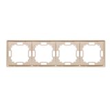 Double intermediate switch with indicator LED light without pictogram, (module), 10AX, quick connection, cream white/electro white