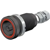 6 mm panel plug, threaded bolt, mounting Ø 18.5 mm, red, 14.0034-22