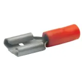 Insulated flat plug sleeve, 4.8 x 0.8 mm, 0.5 to 1.0 mm², AWG 20 to 18, brass, tin-plated, red, 8203