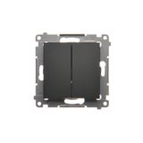 Two gang switch, (module), 10AX, quick connection, black matt