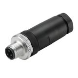 Round plug (field customisable), M12, A-coded, Screw connection, Numbe