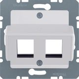 Central plate 2gang for Krone jacks, com-tech, p. white matt/velvety