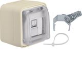 FCC soc.out. 8p shielded hinged cover surf.-mtd,cat.6,lab.field,W.1,p.