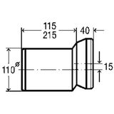 WC connection with eccentric sleeve Ø110mm, 255mm long, white