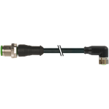 M12 male 0° / M8 female 90° A-cod. PUR 3x0.34 bk UL/CSA+drag ch. 0.3m