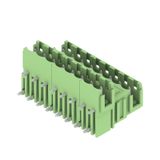 PCB plug-in connector, male header, Dovetails for fixing blocks, THT solder connection, 5.08 mm, Number of poles: 16, 90°, Solder pin length (l): 3.2 mm, tinned, Pale green, Box
