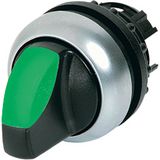 M22-WLK-G Illuminated selector switch actuator, RMQ-Titan, With thumb-grip, momentary, 2 positions, green, Bezel: titanium