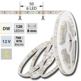 LED strip SMD3528 dual white WW-CW, 120LED/m, 9,6W/m, 676lm/m, IP54 DC12V 8mm