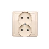 Double socket outlet without earthing, beige, 16A