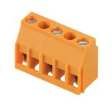 Printed circuit board terminals, 10.00 mm, Number of poles: 2, 90°, Solder pin length (l): 3.2 mm, tinned, orange, Clamping yoke connection, Clamping range, max. : 6 mm², Box