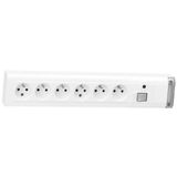 Mountable power strip with two-pole switch with indicator light and 6 2P+T sockets length 399mm
