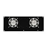 Roof fan-unit with 2 fans and thermostat, 19", 4U, RAL9005