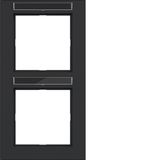 Cover frame double vertical, text field, A.1, matte night black