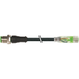 M12 male 0° / M8 female 0° A-cod. LED PUR 3x0.25 bk UL/CSA+drag chain 