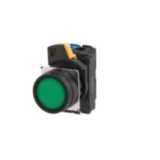 Pushbutton A22NL Ã˜22, bezel plastic, FLAT, MOMENTARY, CAP COLOR Transparent GREEN, LED GREEN, 1NO, 200-240 VAC A2223086D