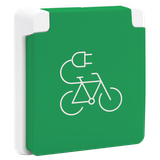 Splashproof bike charging station 16 A/250 Vac with pin earthing, shutters and with plug-in terminals, white