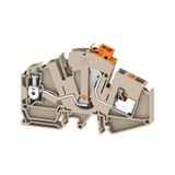 Test-disconnect terminal, 6 mm², 30 A, dark beige