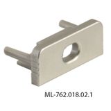 End cap with hole for PU, silver color, 1 pc