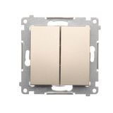 Two gang switch, (module), 16AX, Screw, Gold matt, metalic