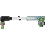 M8 male 90° / M12 female 90° A-cod. LED PUR 3x0.25 gy 0.8m