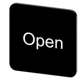 Labeling plate 22 x 22 mm, label black, labeling: Open