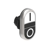 Double-touch actuator, spring return Ø22mm Platinum series chromed plastic, 2 flush pushbuttons. Both spring return, White - Black/I - 0