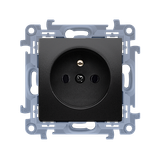 Single socket outlet with earthing, 16A, black matt