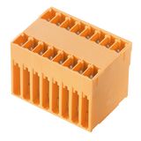 PCB plug-in connector, male header, closed side, THT solder connection, 3.81 mm, Number of poles: 6, 180°, Solder pin length (l): 3.2 mm, tinned, orange, Box