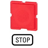 110TQ25 Button plate, red, STOP