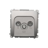 R-TV-SAT final aerial socket, atten.: 1dB, satin, metallized