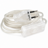 Flat Cord 3m 2×0.75mm² 2.5A 250V~ IP20 Switch EU Plug Transparent