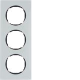 Frame 3gang, flat, R.8, glass polar white