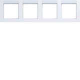 Cover frame 4-way horizontal, text field, A.1, light white glossy
