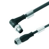 Sensor/actuator line, Connecting line, M12 / M12, Number of poles : 4, 2 m, pin, angled - bush straight, Shielded: No, LED: No, Sheath material: PUR, Halogen: No