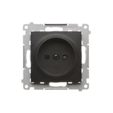 Single socket outlet without earthing, with shutters, (module), 16A, 250V, Screw, black matt