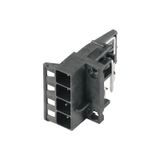 PCB plug-in connector, Connection element, left, male header, open side, THT/THR solder connection, 5.00 mm, Number of poles: 4, 90°, Solder pin length (l): 4.2 mm, tinned, black, Box