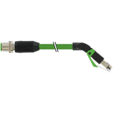 M12 male 0° D-cod. / RJ45 45° down shielded PUR 1x4xAWG22 gnUL/C 15.0m